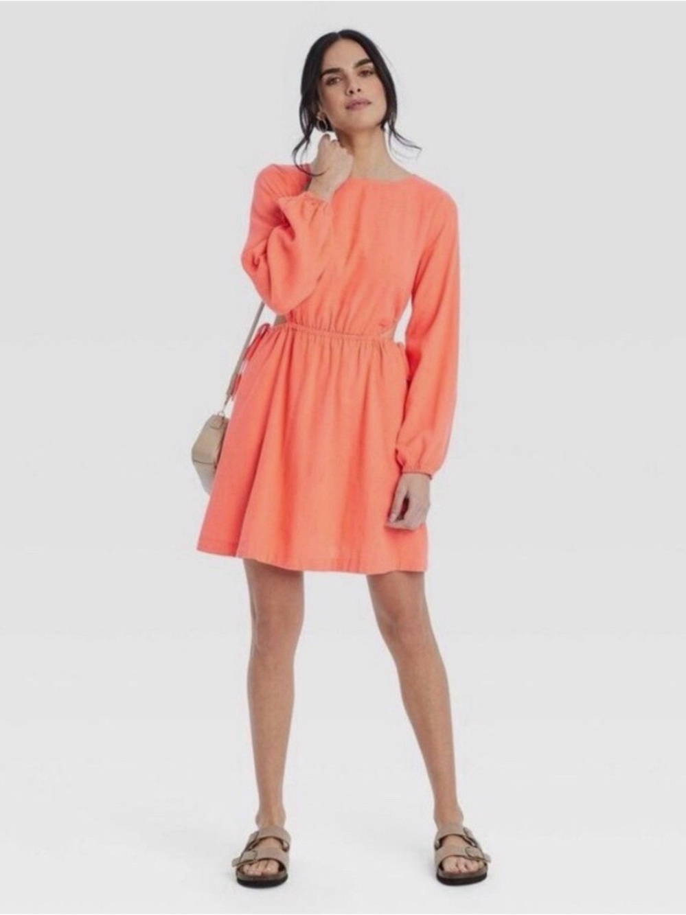 Universal Thread Coral Long-Sleeve Mini Dress